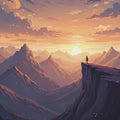 Anime Mountain Sunset Rug Epic Landscape Area Mat Aesthetic