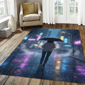 Rainy City Anime Rug Neon Aesthetic Street Area Mat Lo-fi Night