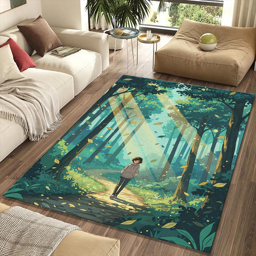 Forest Path Anime Rug Sunbeam Woodland Area Mat Studio Ghibli