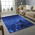 Anime Cyberpunk City View Rug Futuristic Neon Night Area Mat Lofi