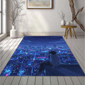 Anime Cyberpunk City View Rug Futuristic Neon Night Area Mat Lofi