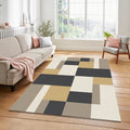 Modern Geometric Block Rug Bauhaus Minimalist Area Mat Mustard