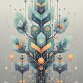 Futuristic Technology Tree Rug Cyber Organic Circuit Board Area