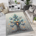 Futuristic Technology Tree Rug Cyber Organic Circuit Board Area
