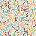 Modern Doodle Art Rug Colorful Abstract Scribble Area Mat Playful