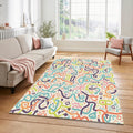 Modern Doodle Art Rug Colorful Abstract Scribble Area Mat Playful