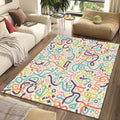 Modern Doodle Art Rug Colorful Abstract Scribble Area Mat Playful