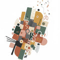 Modern Abstract Geometric Rug Earth Tones Art Deco Area Mat