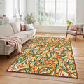 Modern Abstract Kitchen Rug Colorful Foodie Area Mat Orange and