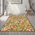 Modern Abstract Kitchen Rug Colorful Foodie Area Mat Orange and