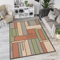 Modern Geometric Rug Terracotta and Sage Green Abstract Area Mat
