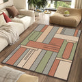 Modern Geometric Rug Terracotta and Sage Green Abstract Area Mat