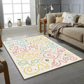 Pastel Doodle Art Rug Playful Nursery Scribble Area Mat Cute