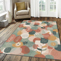 Modern Boho Botanical Rug Abstract Earth Tone Leaves Area Mat