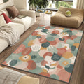 Modern Boho Botanical Rug Abstract Earth Tone Leaves Area Mat