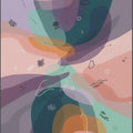 Modern Abstract Layered Rug Colorful Organic Shapes Area Mat Teal