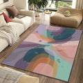 Modern Abstract Layered Rug Colorful Organic Shapes Area Mat Teal