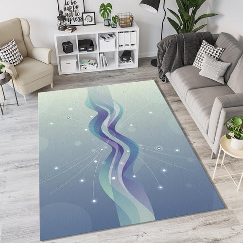 Dreamy Abstract Flow Rug Ethereal Blue and Purple Area Mat Cosmic
