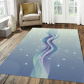 Dreamy Abstract Flow Rug Ethereal Blue and Purple Area Mat Cosmic