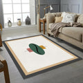 Minimalist Geometric Rug Abstract Green Oval Area Mat Modern Zen