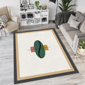 Minimalist Geometric Rug Abstract Green Oval Area Mat Modern Zen