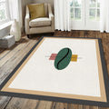 Minimalist Geometric Rug Abstract Green Oval Area Mat Modern Zen