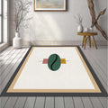 Minimalist Geometric Rug Abstract Green Oval Area Mat Modern Zen