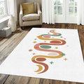 Minimalist Boho Celestial Rug Abstract Earth Tone Moon and Stars