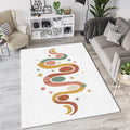 Minimalist Boho Celestial Rug Abstract Earth Tone Moon and Stars