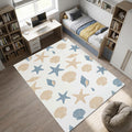 Coastal Sea Shells Area Rug Nautical Starfish Pattern Floor Mat