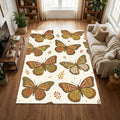 Modern Folk Art Butterfly Rug Bohemian Monarch Pattern Area Mat