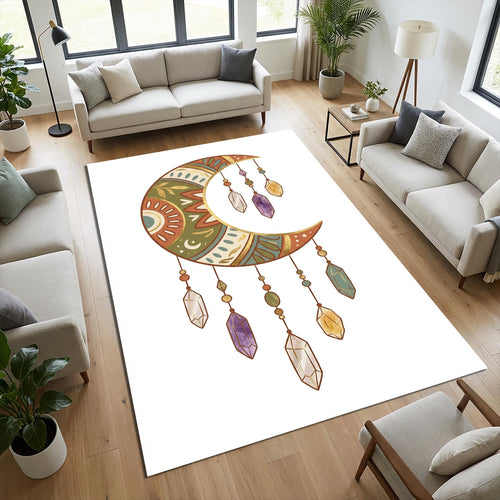 Bohemian Crescent Moon Crystals Rug