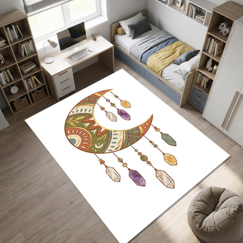 Bohemian Crescent Moon Crystals Rug