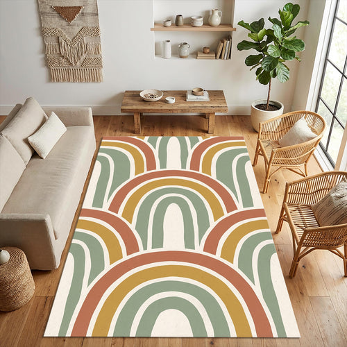 Boho Arches Area Rug Mid Century Modern Rainbow Floor Mat