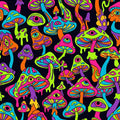 Trippy Psychedelic Mushroom Rug Neon Multi-Eyed Acid Art Area Mat
