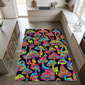 Trippy Psychedelic Mushroom Rug Neon Multi-Eyed Acid Art Area Mat