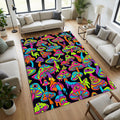 Trippy Psychedelic Mushroom Rug Neon Multi-Eyed Acid Art Area Mat