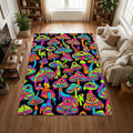 Trippy Psychedelic Mushroom Rug Neon Multi-Eyed Acid Art Area Mat