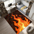 Modern Dynamic Flame Rug Abstract Fire Energy Area Mat Red and