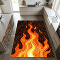 Modern Dynamic Flame Rug Abstract Fire Energy Area Mat Red and