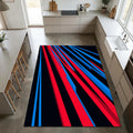 Modern Dynamic Speed Rug Abstract Red and Blue Streaks Area Mat