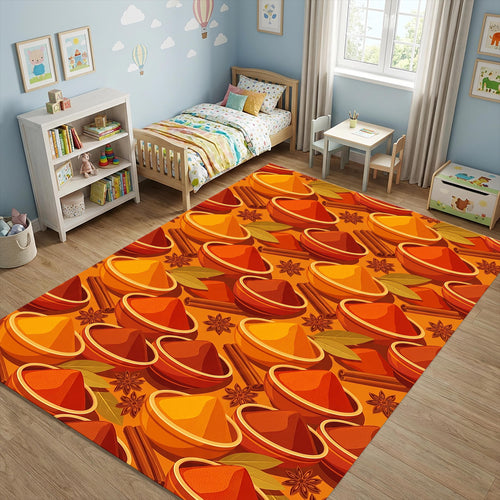 Spice Garden Kitchen Rug Modern Culinary Spices Area Mat Warm