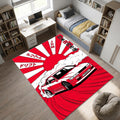 JDM Drift Car Area Rug Japanese Rising Sun Sports Car Mat Red and