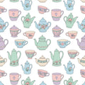 Pastel Tea Party Kitchen Rug Shabby Chic Teapot Area Mat Romantic