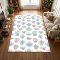 Pastel Tea Party Kitchen Rug Shabby Chic Teapot Area Mat Romantic