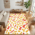 Modern Pasta Pattern Kitchen Rug Colorful Italian Food Area Mat