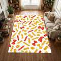 Modern Pasta Pattern Kitchen Rug Colorful Italian Food Area Mat