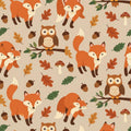 Woodland Forest Animals Area Rug Cute Fox and Owl Nursery Floor