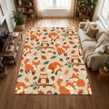 Woodland Forest Animals Area Rug Cute Fox and Owl Nursery Floor