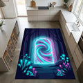 Neon Portal Area Rug Futuristic Interdimensional Gateway Floor